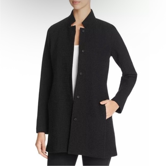 Eileen Fisher Jackets & Blazers - Eileen Fisher Black Ribbed Trench Coat